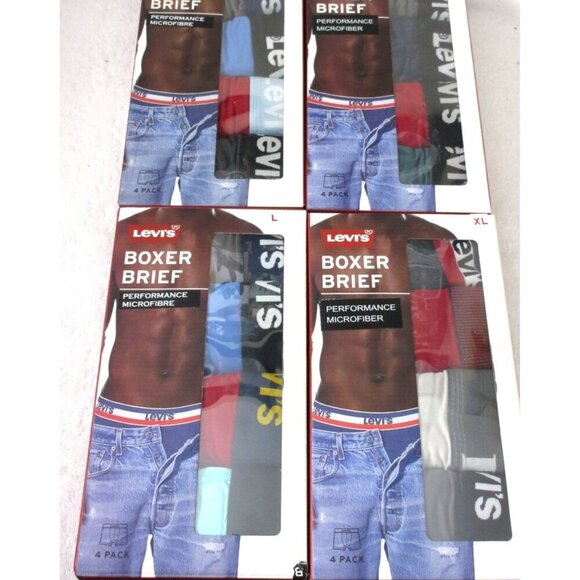 Levi's Men's Performance Microfiber 4 Pack Comfort Boxer Briefs Colors NIB - Picture 1 of 7